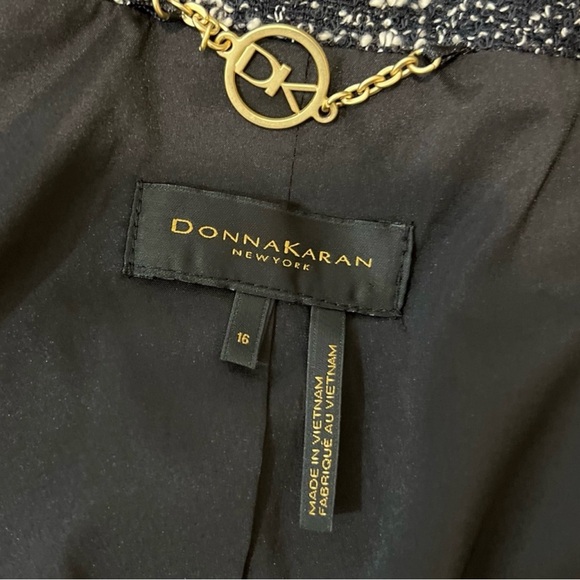 Donna Karan Black and White Tweed Blazer Size 16 - Picture 5 of 9